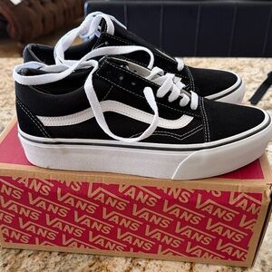 Vans Black and White Old Skool Platform Sneakers